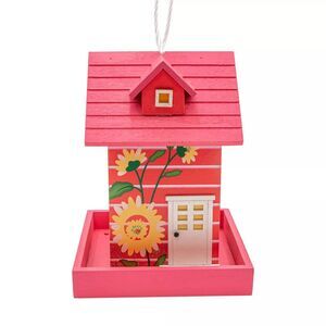 Radiant Treasures Handmade Pink Sunflower Wooden Bird Feeder